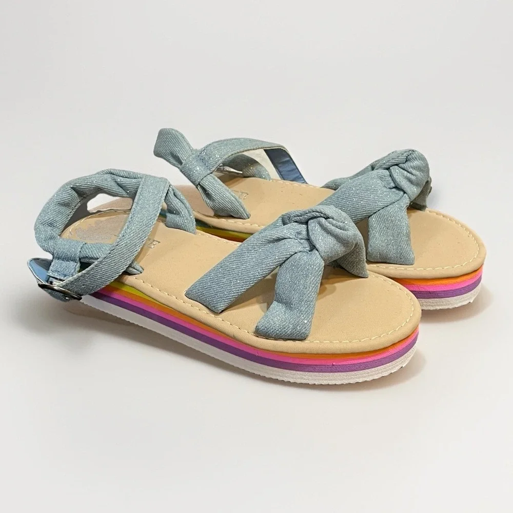 Children's Place Sandals Girl's Size 1 Sparkle Buckle Strap Thick Soles